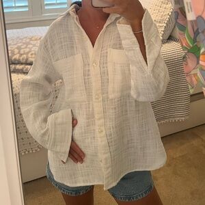 Abercrombie White Cloth Button-Up Top/ Jacket